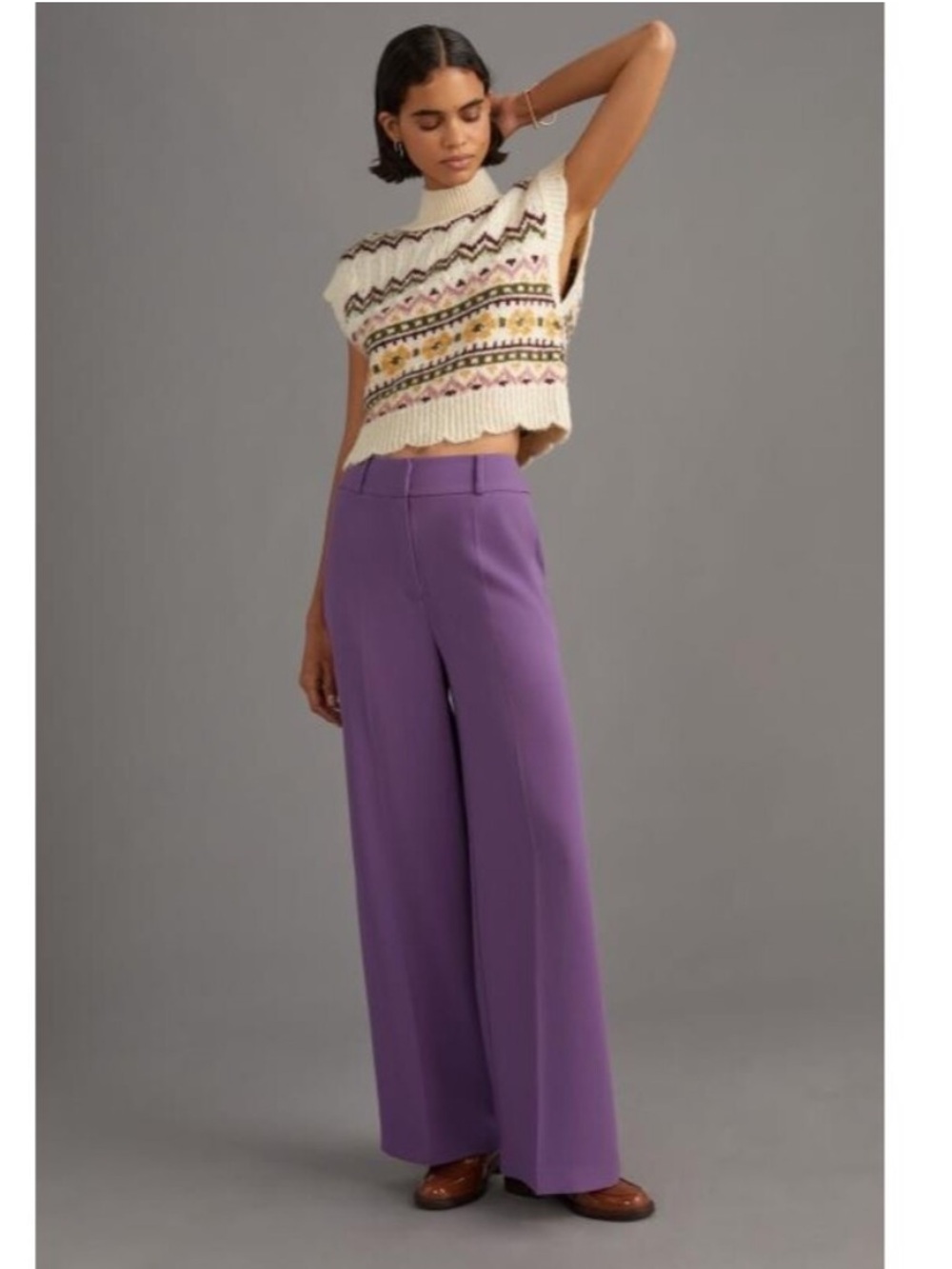 NWT Anthropologie size L wide leg trouser pants in lilac
